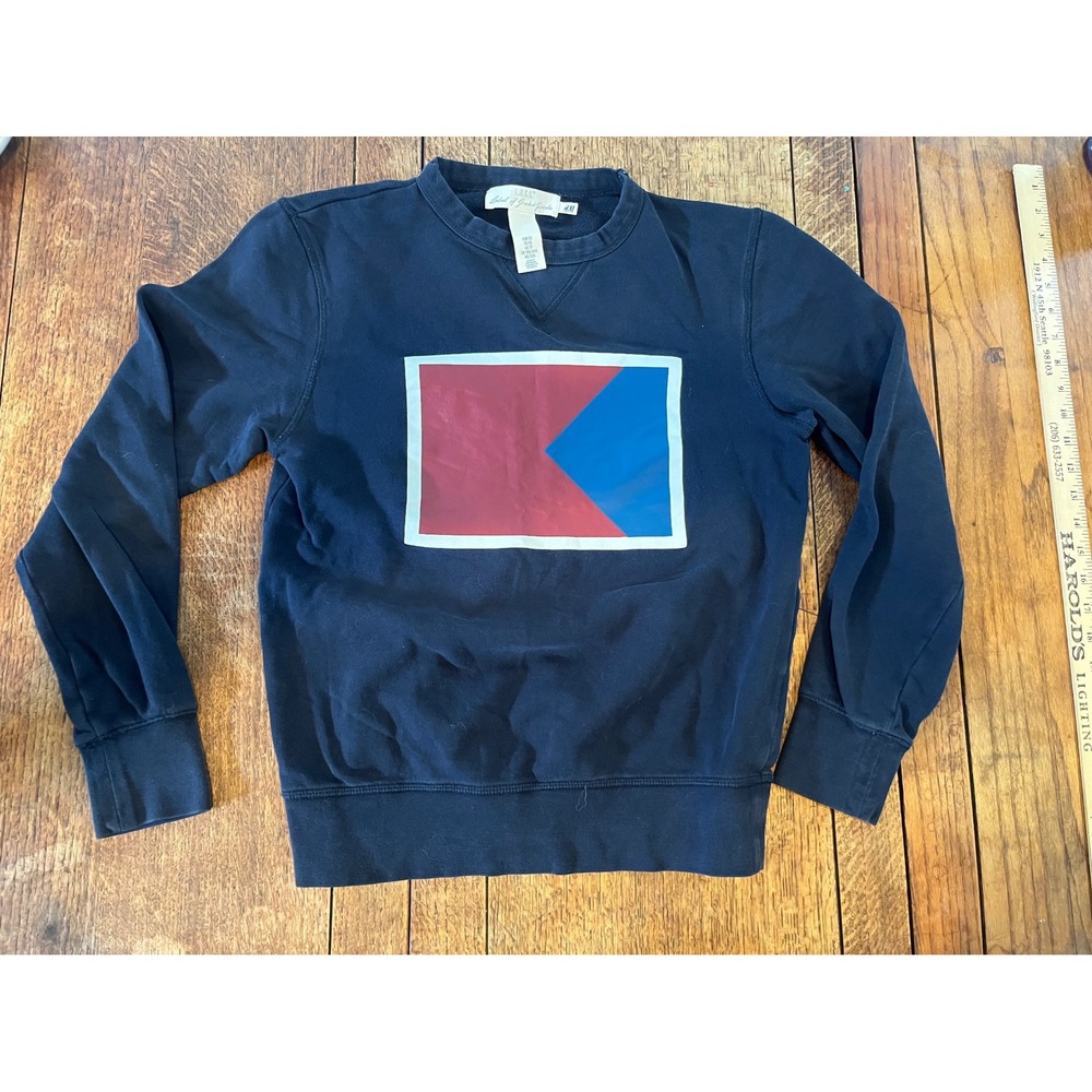 100% Cotton navy Nautical Flag‎ Sweatshirt XS LOGG H&M coastal sailing pullover